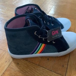 Girls Denim & Rainbow Athletic Shoes